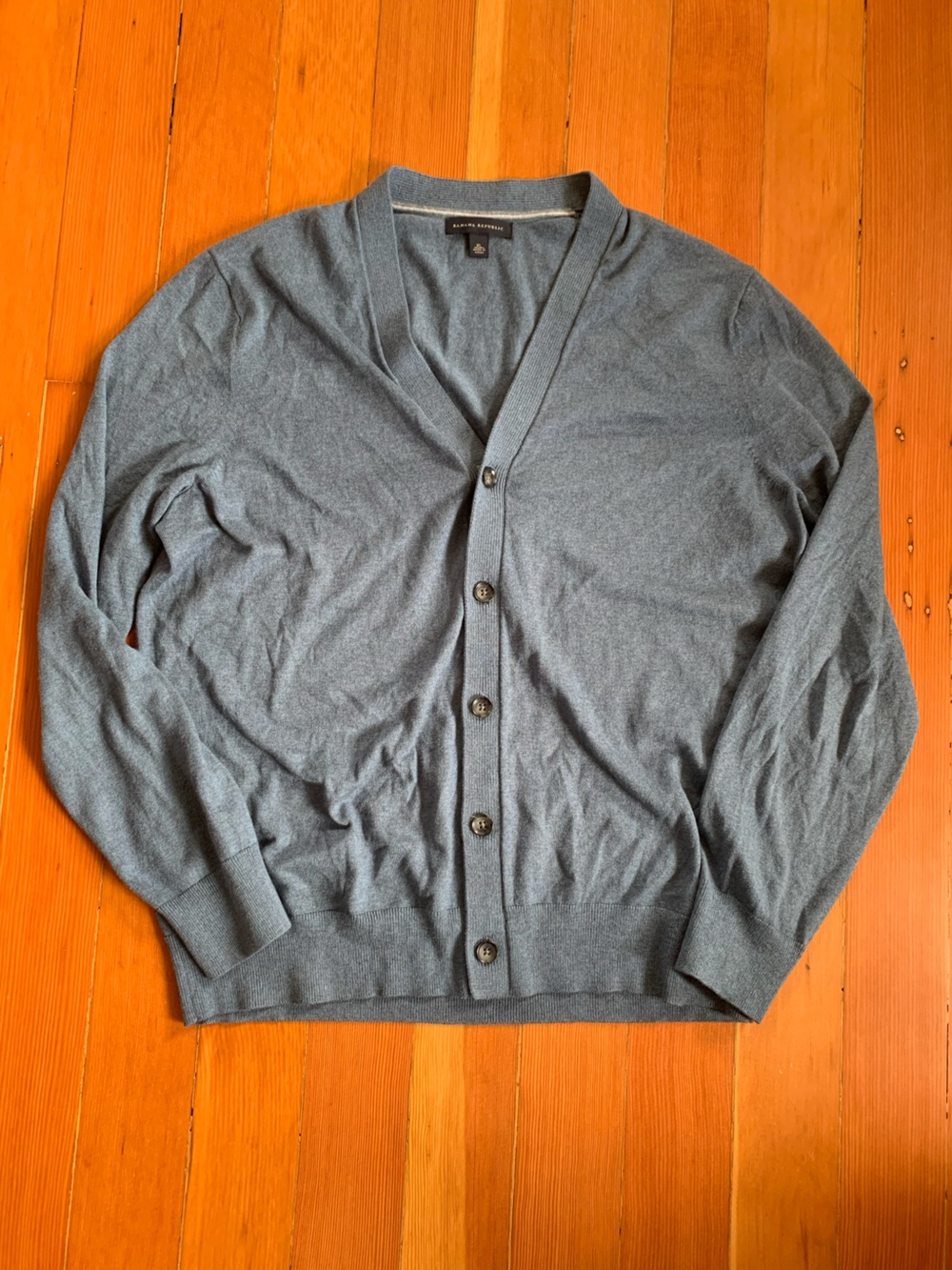 Banana Republic Men's Gray Button-Up V-Neck Cardigan XL Silk blend